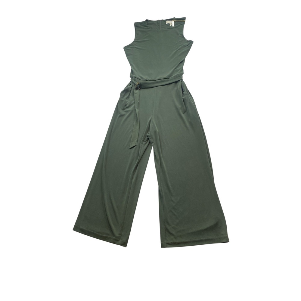 MICHAEL by Michael Kors Belted Sleeveless Jumpsuit S Green #100V